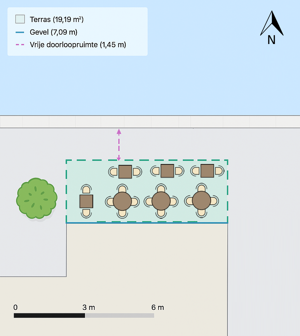 Voorbeeld van terrasplattegrond